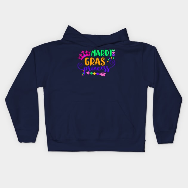 Fun Mardi Gras Princess Kids Hoodie by CoastalDesignStudios